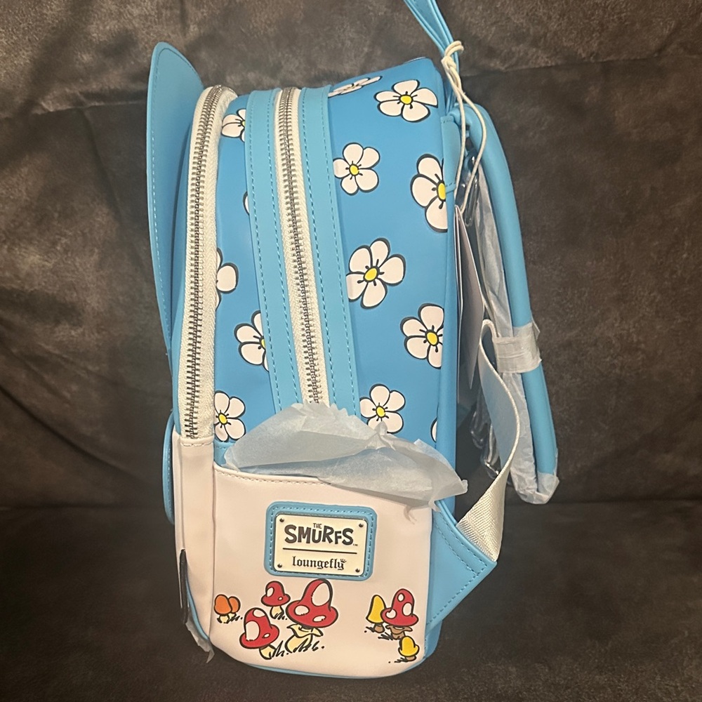 Loungefly Blue and White Smurfs Backpack Smurfette BNWT - Picture 2 of 7